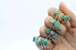 SALE Rough emerald ring | Raw Emerald birthstone ring