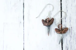 SALE Shark tooth earrings | Shark tooth fossil earrings