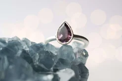 SALE Silver Amethyst statement ring | Amethyst teardrop ring