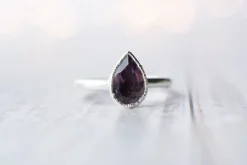 SALE Silver Amethyst statement ring | Amethyst teardrop ring