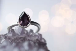 SALE Silver Amethyst statement ring | Amethyst teardrop ring