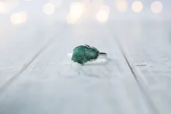 SALE Silver Emerald ring | Rough emerald ring