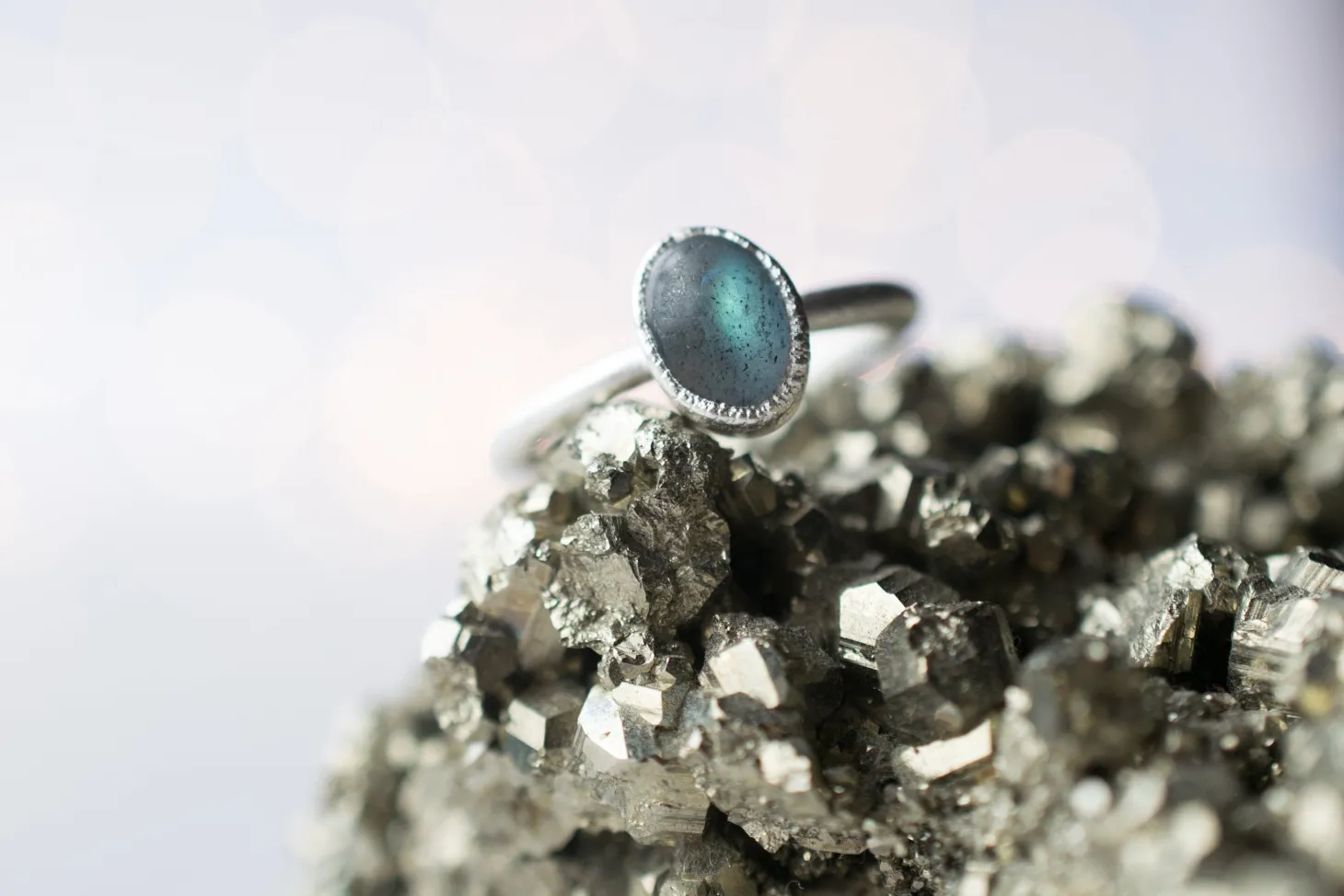 SALE Silver Labradorite ring | Gemstone stacking ring