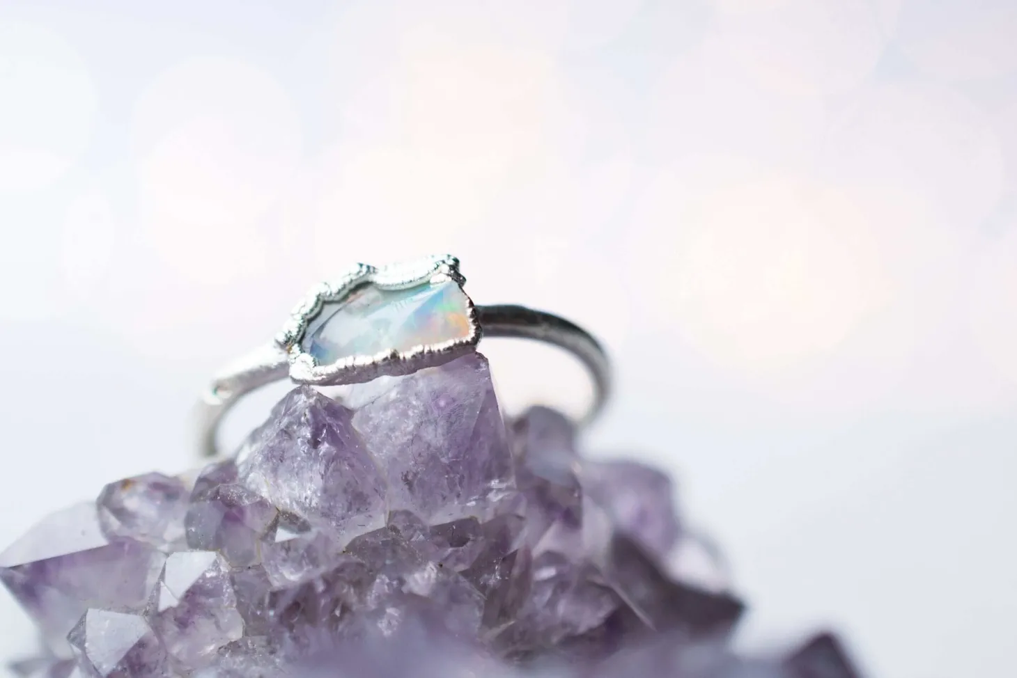 SALE Silver Opal ring | Raw opal ring