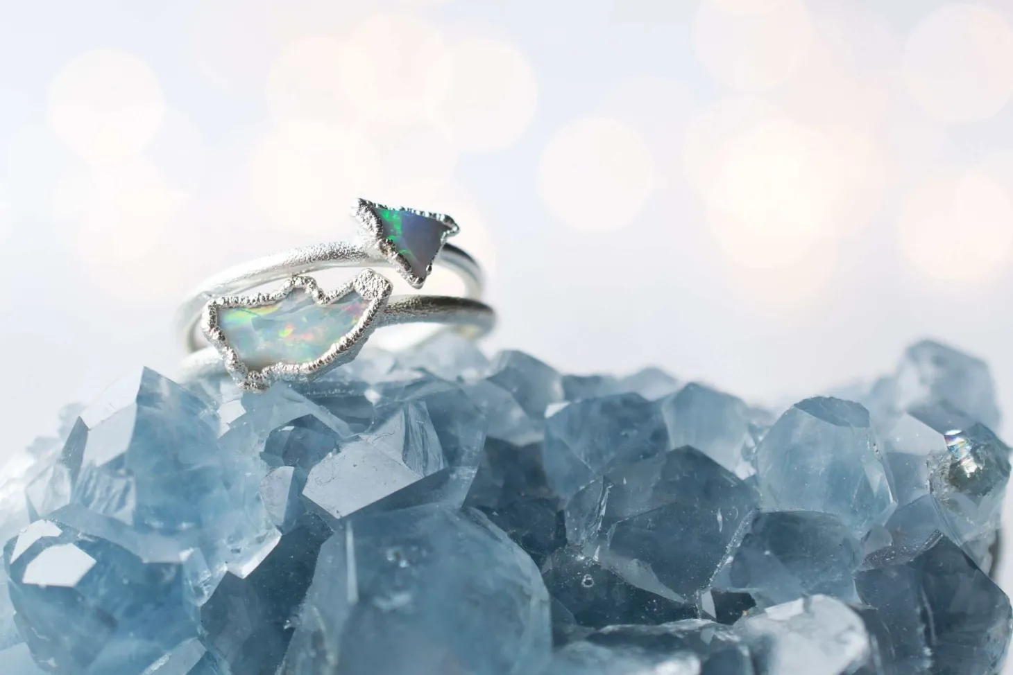 SALE Silver Opal ring | Raw opal ring