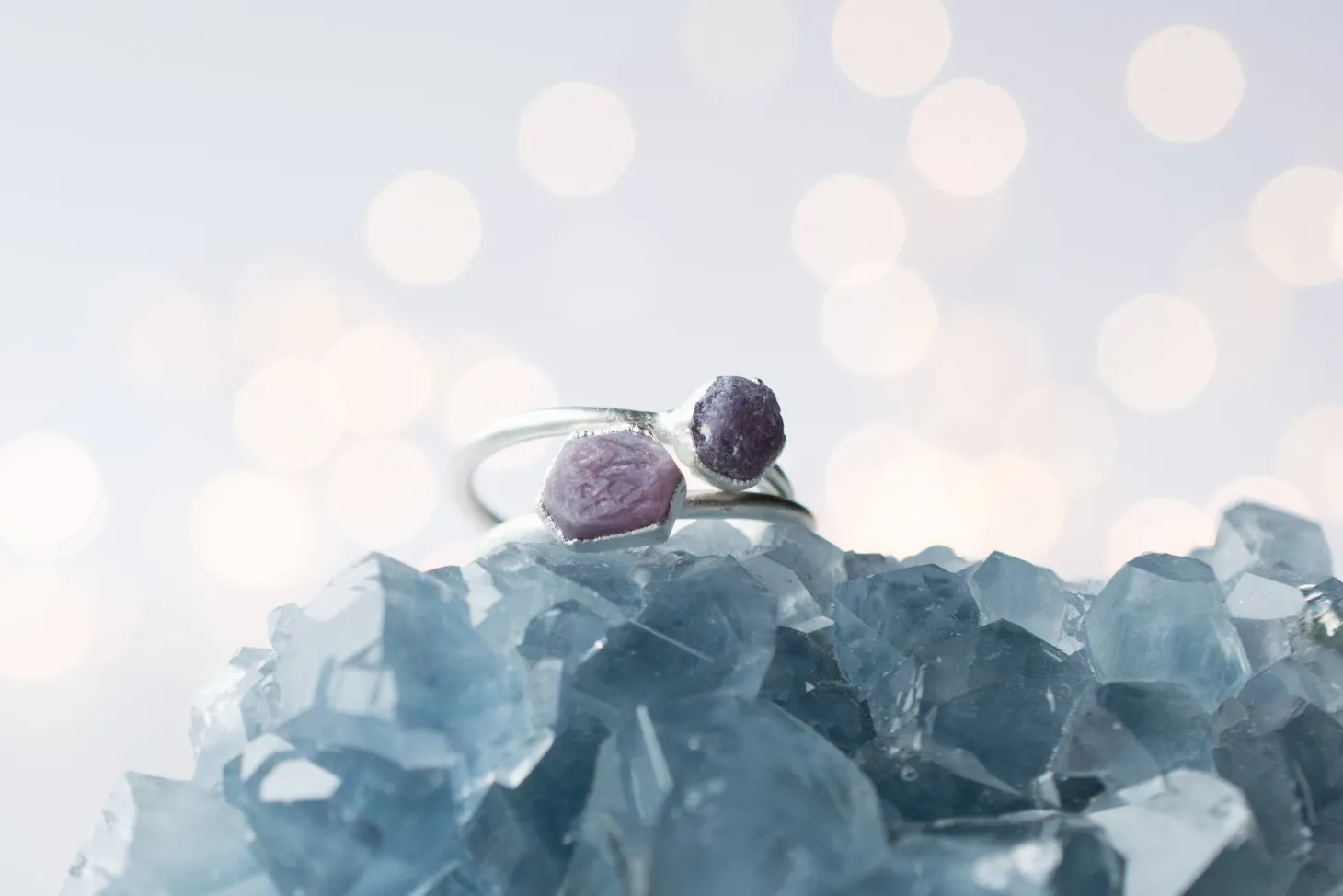 SALE Silver Ruby ring | Red ruby crystal ring
