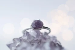 SALE Silver Ruby ring | Red ruby crystal ring