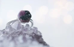 SALE Silver Ruby ring | Red ruby crystal ring