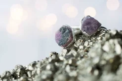 SALE Silver Ruby ring | Red ruby crystal ring