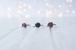 SALE Silver Ruby ring | Red ruby crystal ring