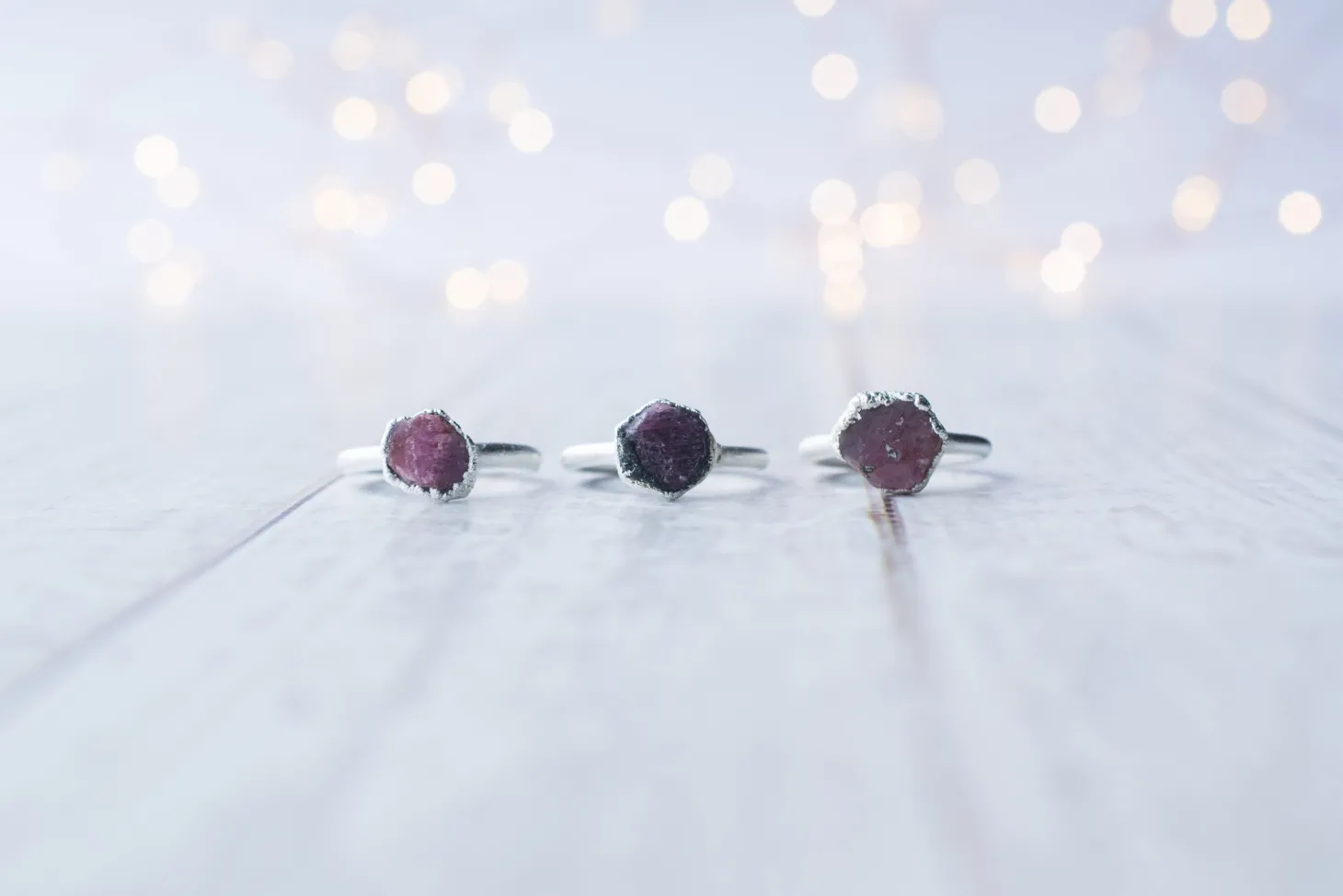 SALE Silver Ruby ring | Red ruby crystal ring