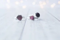 SALE Silver Ruby ring | Red ruby crystal ring