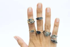 SALE Tibetan crystal ring | Raw anthraxolite crystal ring