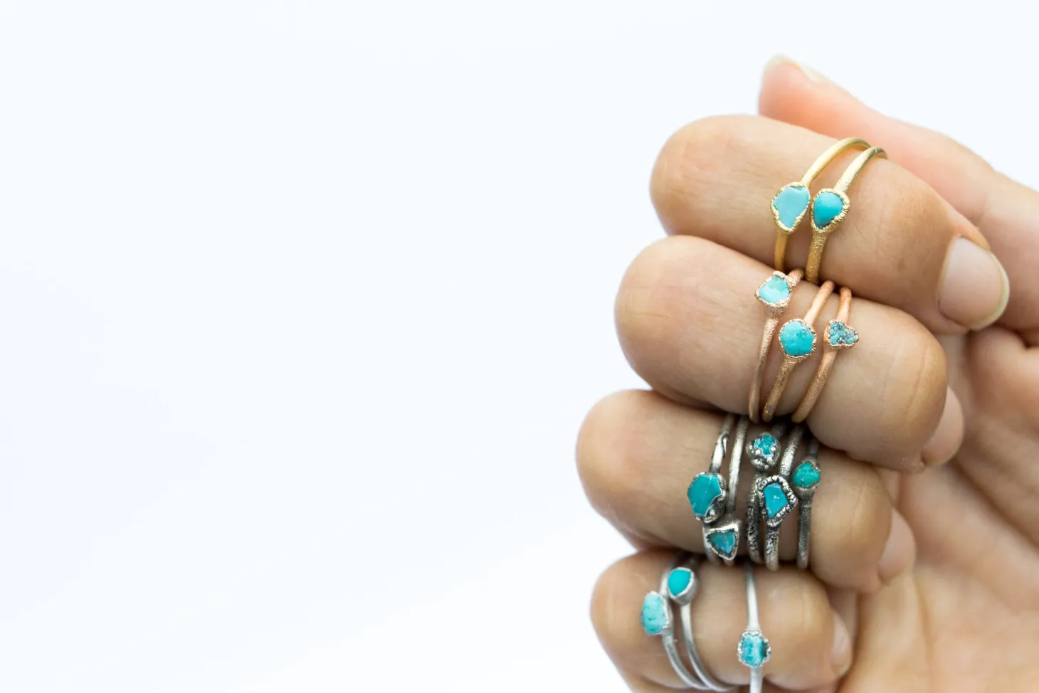 SALE Tiny Turquoise nugget ring | Raw turquoise stacking ring