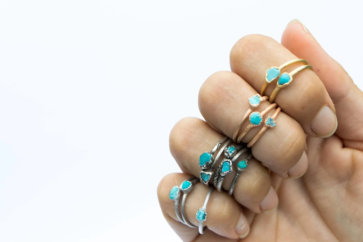 SALE Tiny Turquoise nugget ring | Raw turquoise stacking ring