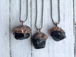 SALE tourmaline necklace | Black tourmaline sterling silver crystal necklace