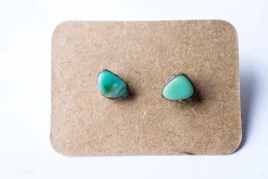 SALE Tumbled chrysoprase studs | Chrysoprase crystal studs