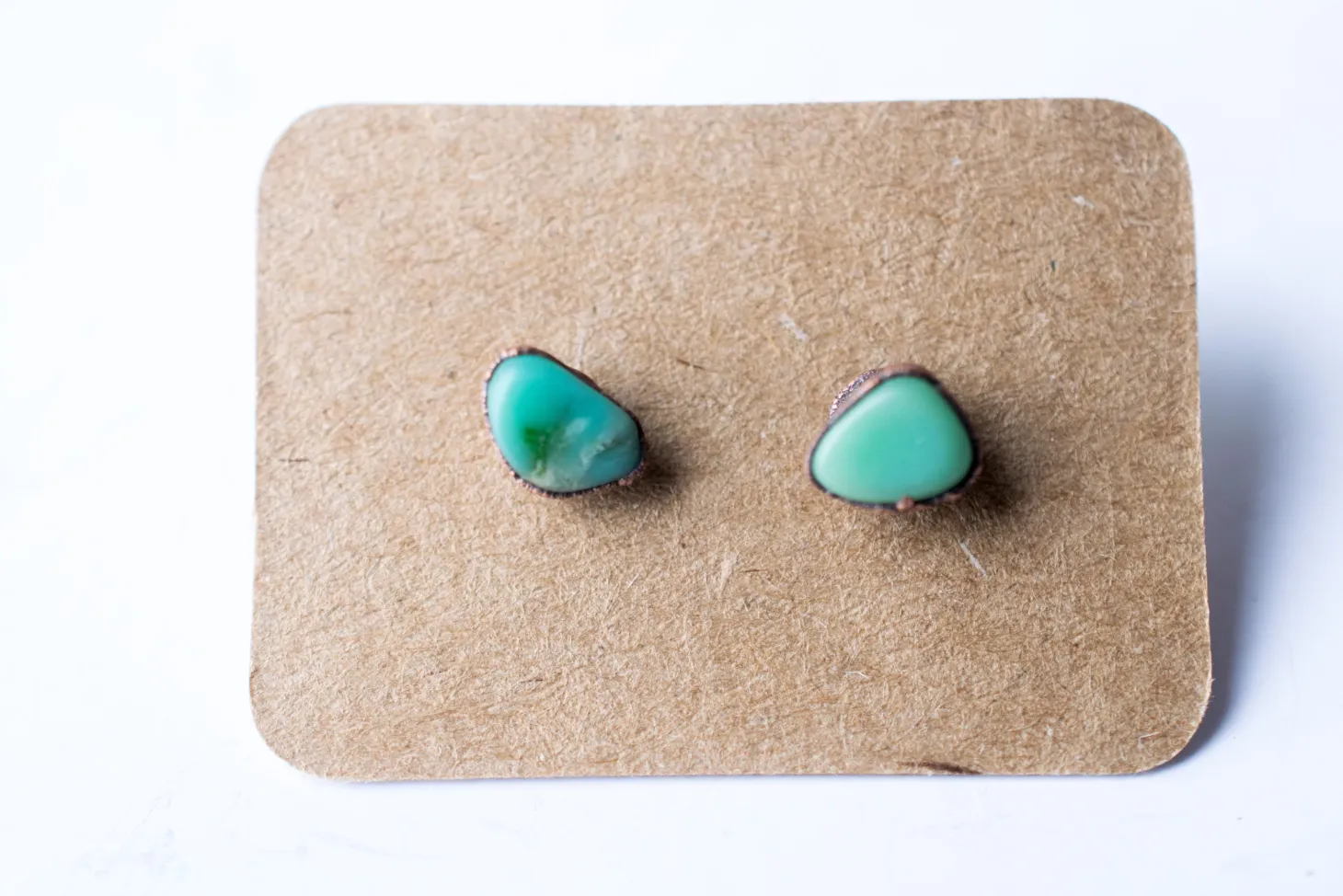 SALE Tumbled chrysoprase studs | Chrysoprase crystal studs