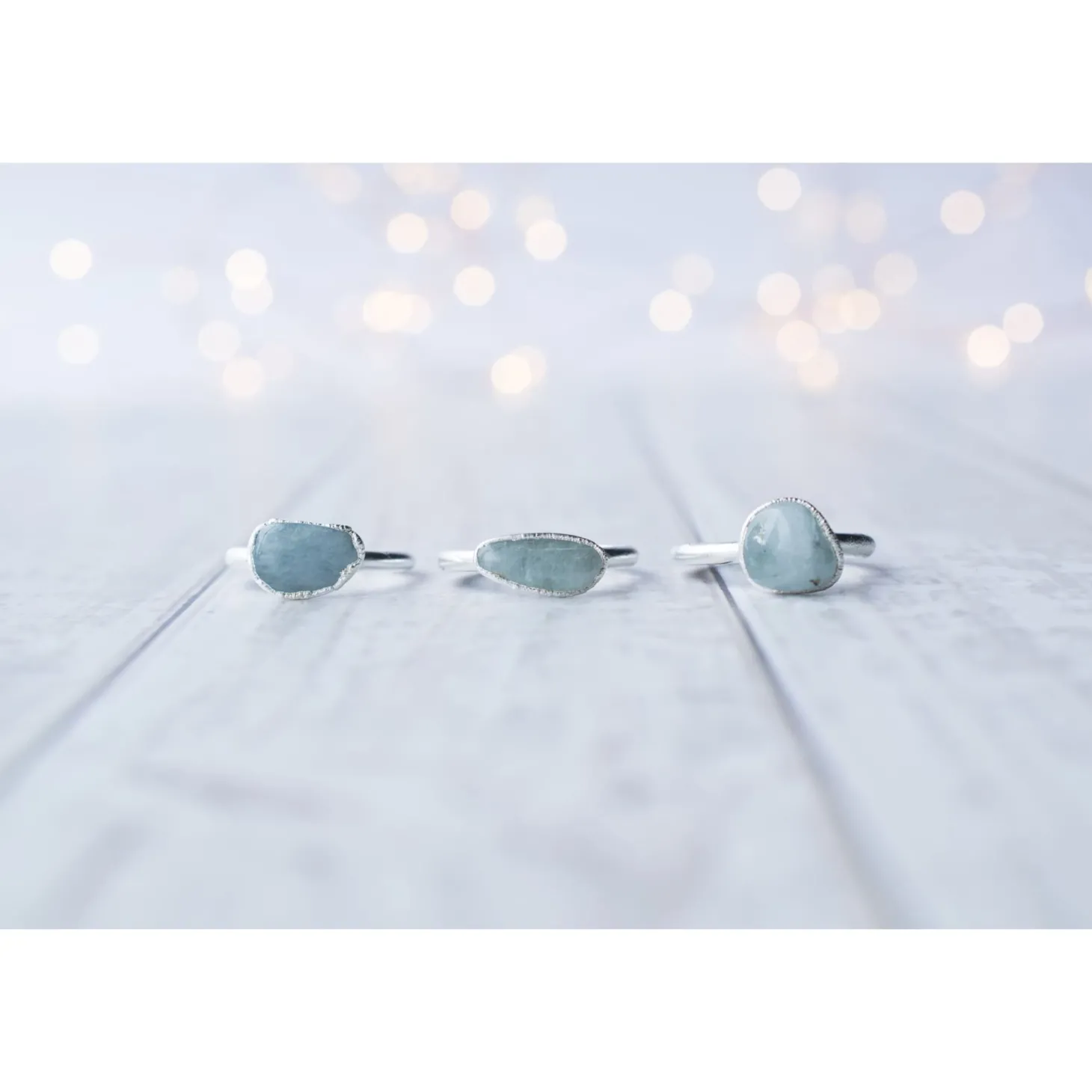Silver Aquamarine crystal ring | Raw aquamarine ring