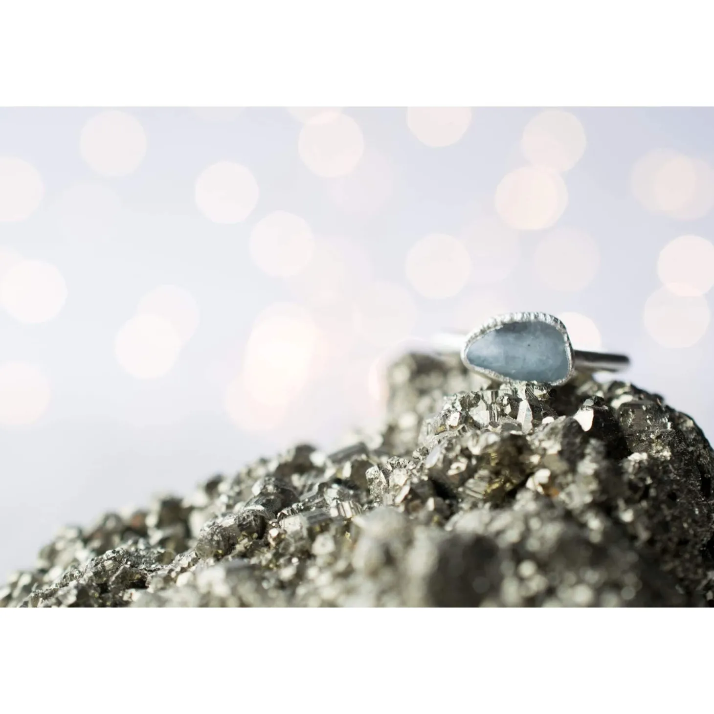 Silver Aquamarine crystal ring | Raw aquamarine ring