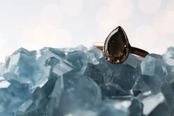 Smokey Quartz ring | Organic stone stacking ring