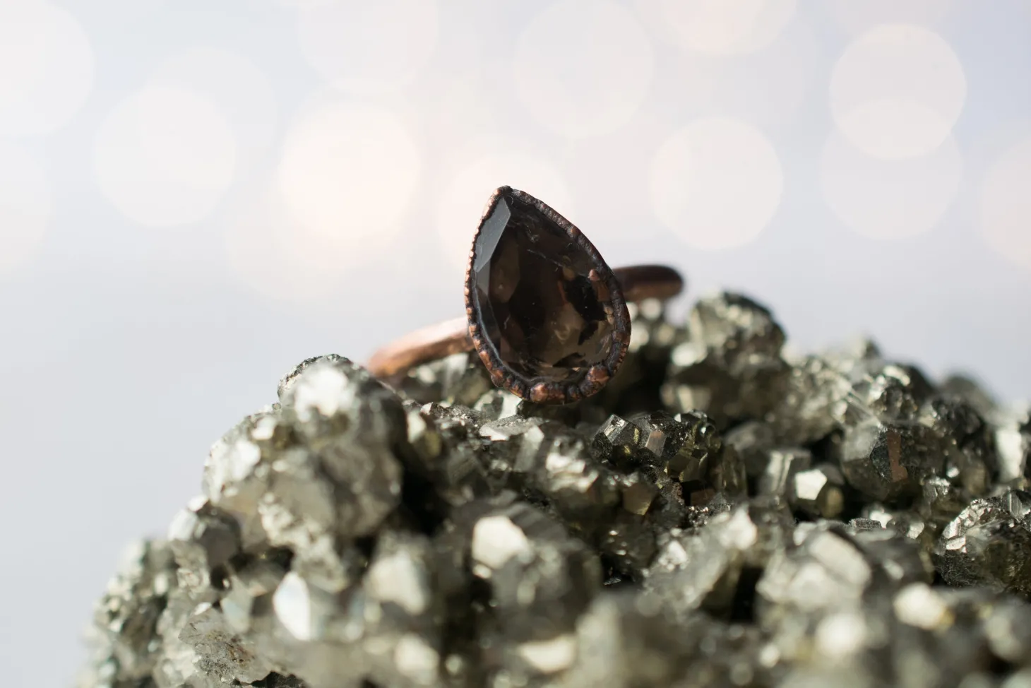 Smokey Quartz ring | Organic stone stacking ring