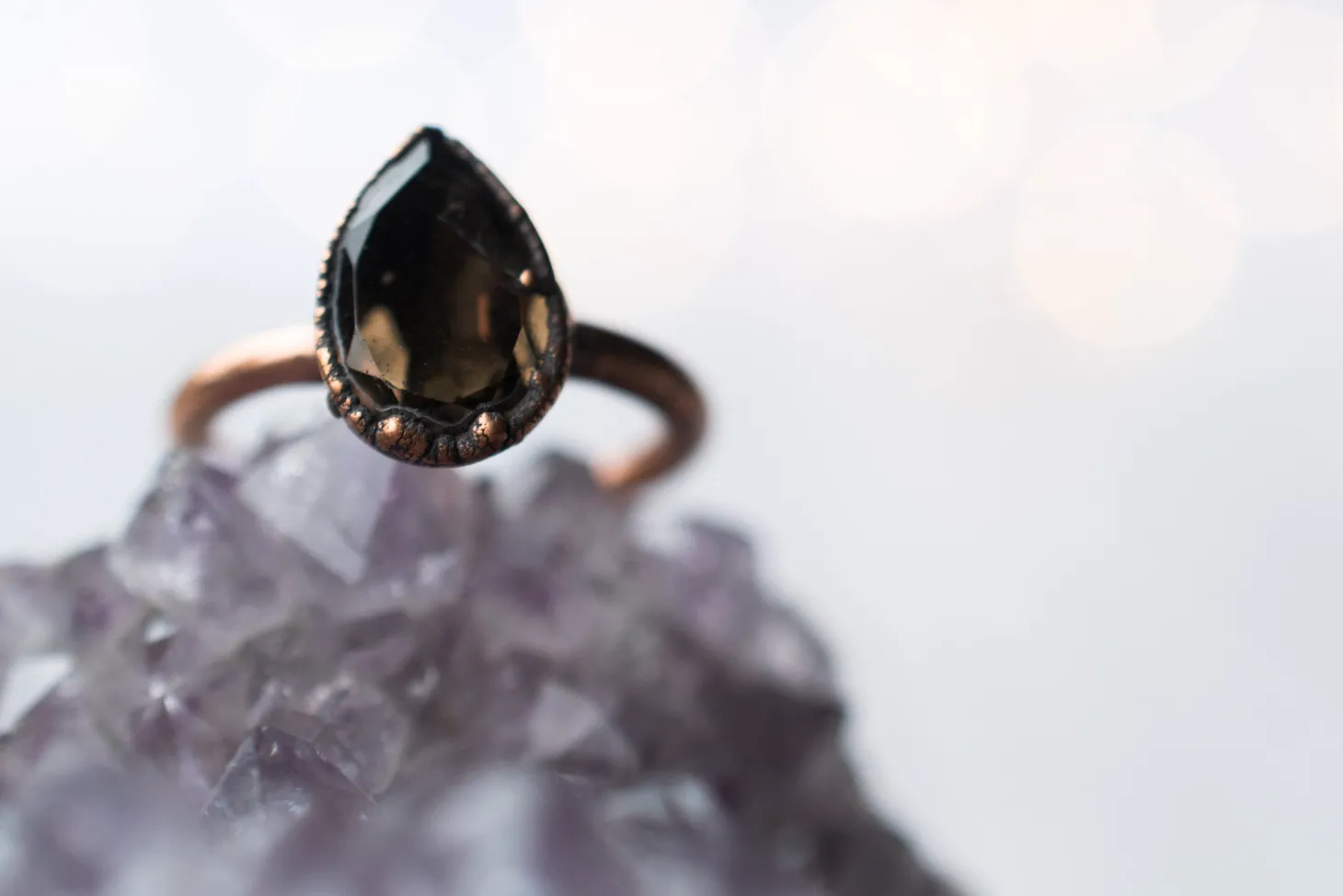 Smokey Quartz ring | Organic stone stacking ring