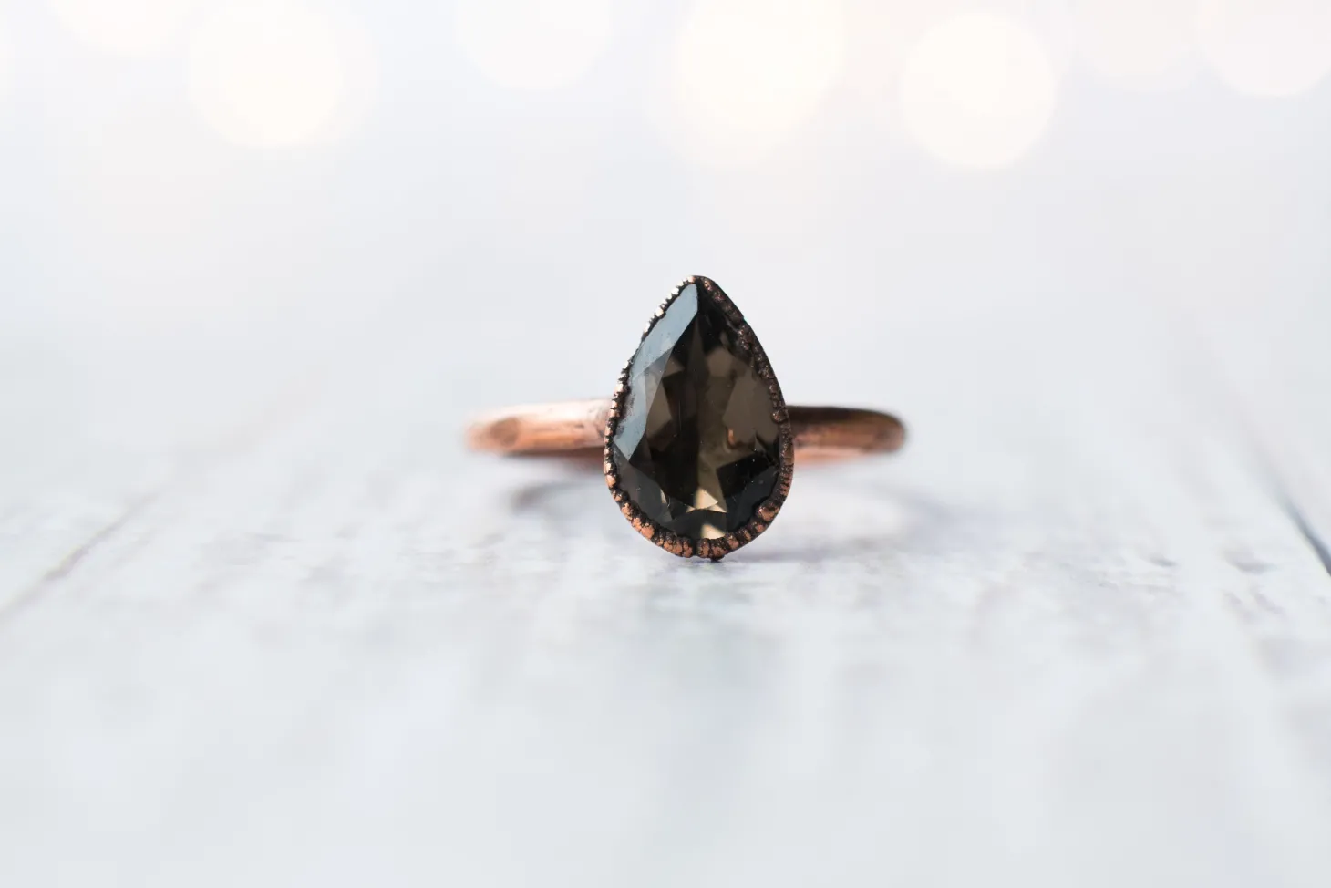 Smokey Quartz ring | Organic stone stacking ring