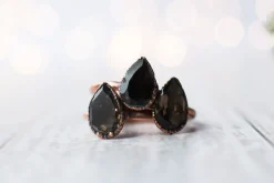 Smokey Quartz ring | Organic stone stacking ring