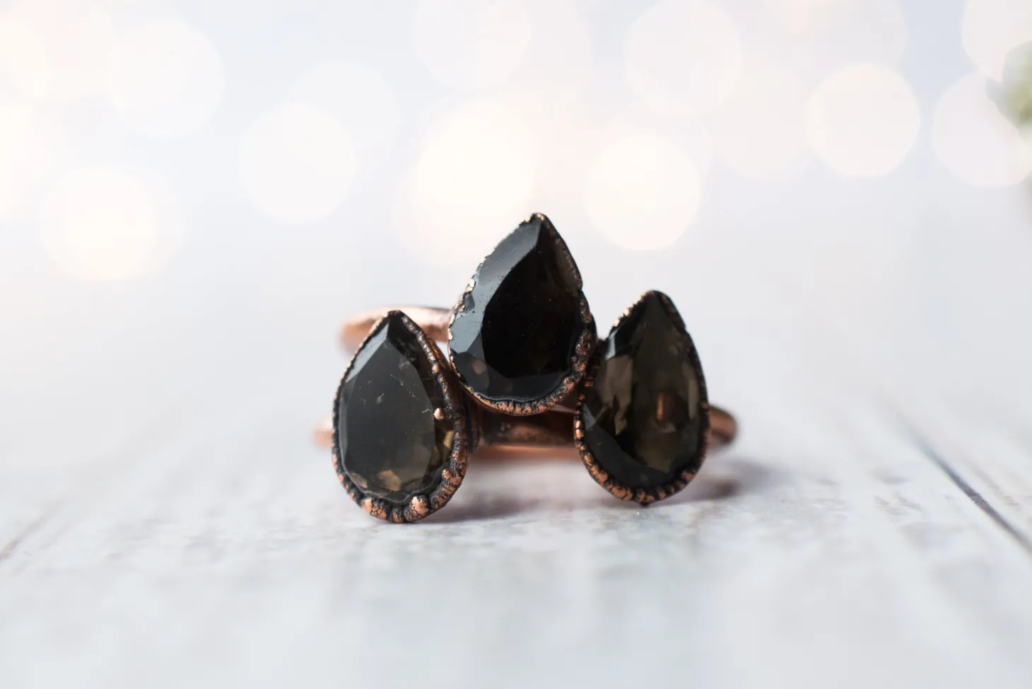 Smokey Quartz ring | Organic stone stacking ring