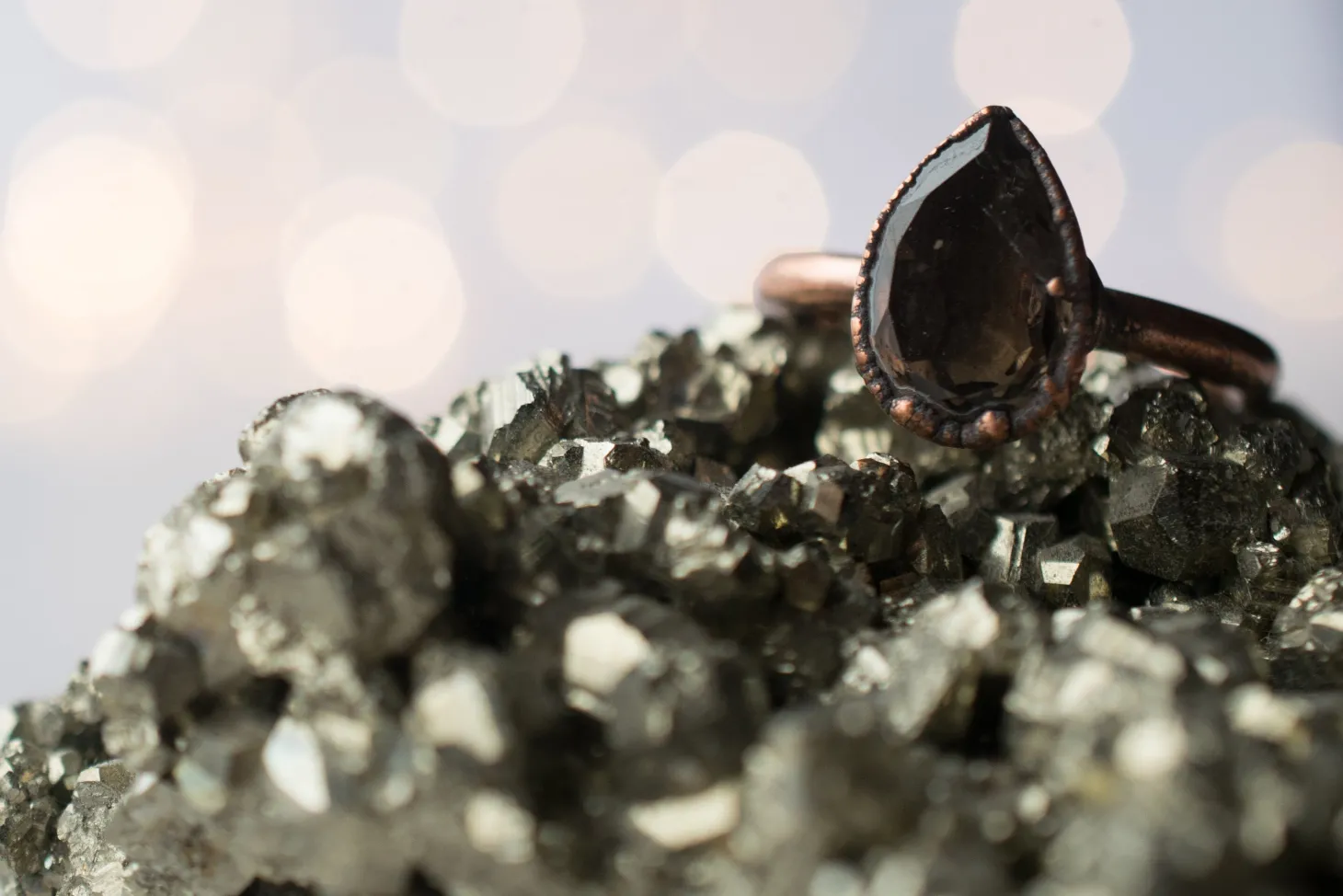 Smokey Quartz ring | Organic stone stacking ring