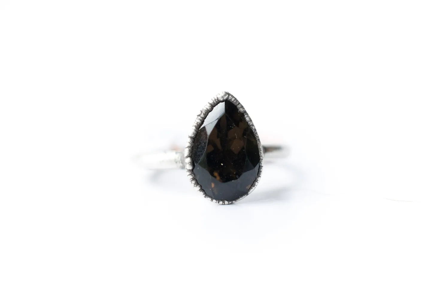 Smokey Quartz ring | Organic stone stacking ring