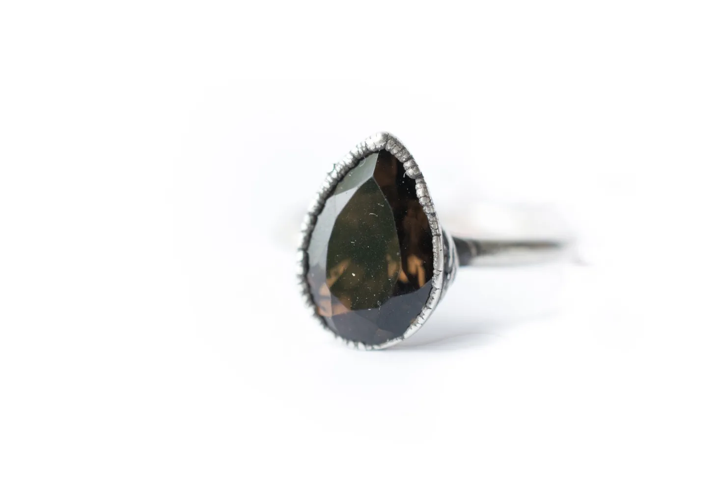 Smokey Quartz ring | Organic stone stacking ring