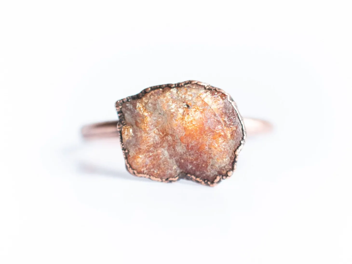Sunstone ring | Raw sunstone stacking ring