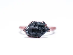 Tibetan crystal ring | Raw anthraxolite crystal ring