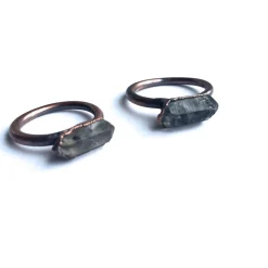 Tibetan crystal ring | Raw anthraxolite crystal ring