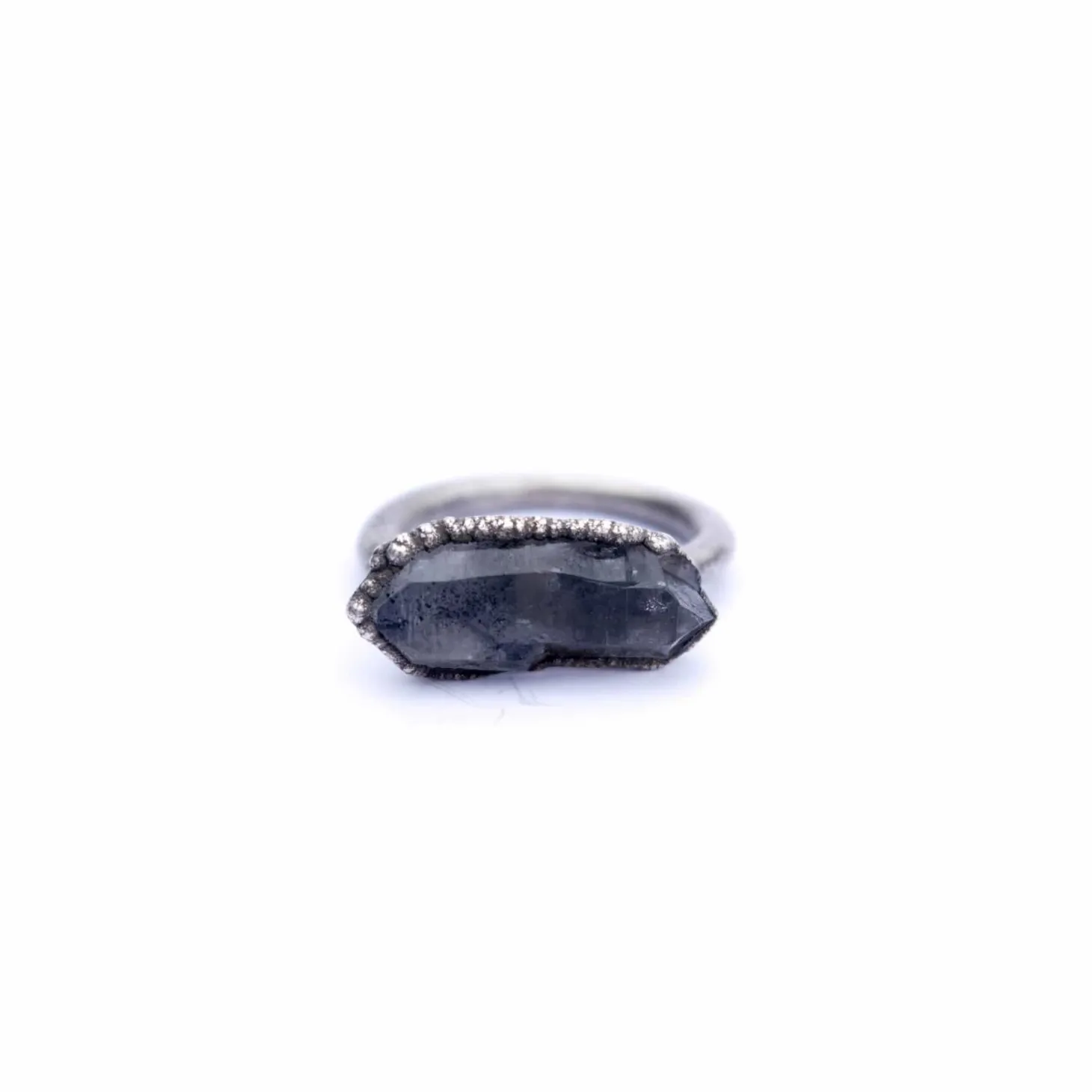 Tibetan crystal ring | Raw anthraxolite crystal ring