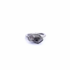 Tibetan crystal ring | Raw anthraxolite crystal ring