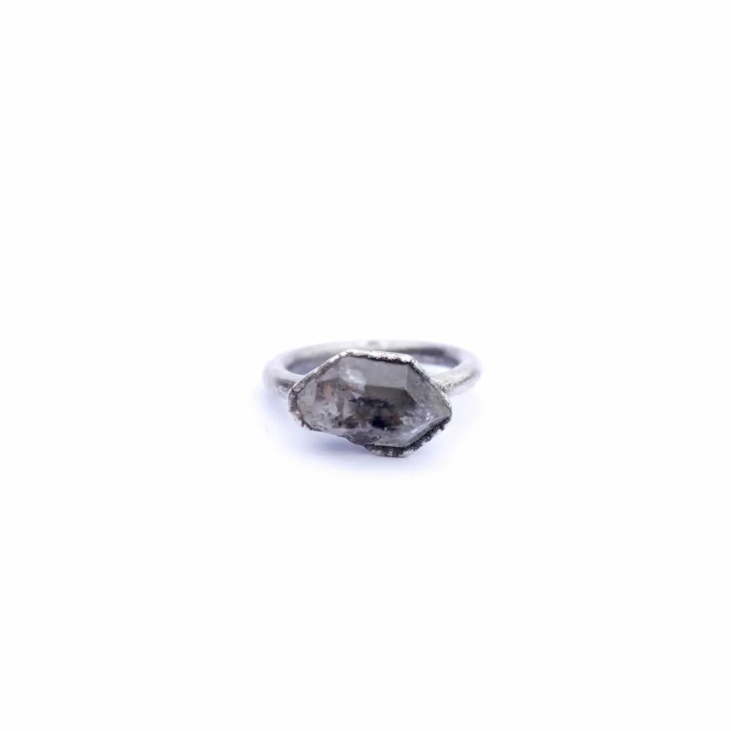 Tibetan crystal ring | Raw anthraxolite crystal ring