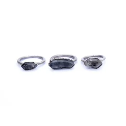 Tibetan crystal ring | Raw anthraxolite crystal ring