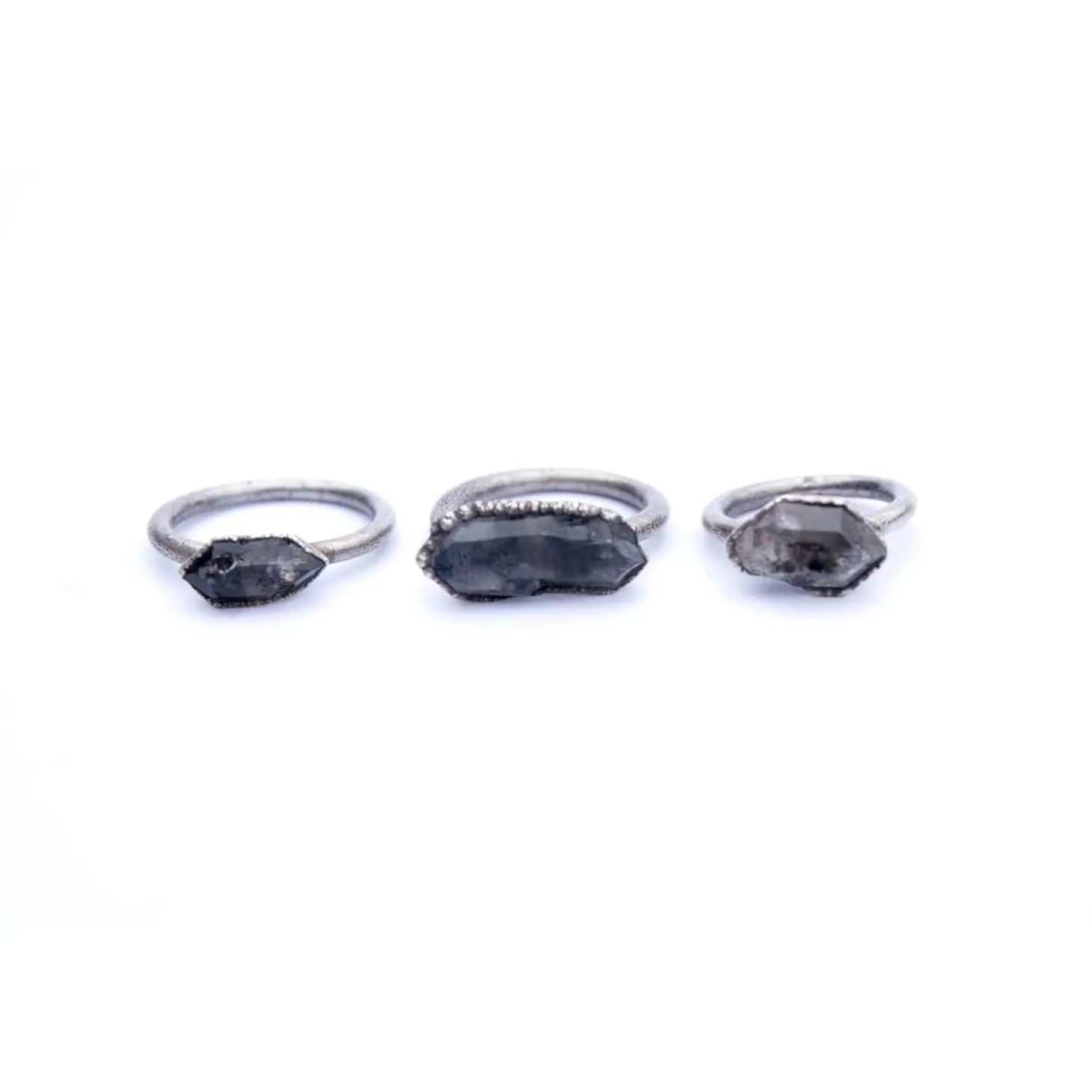 Tibetan crystal ring | Raw anthraxolite crystal ring