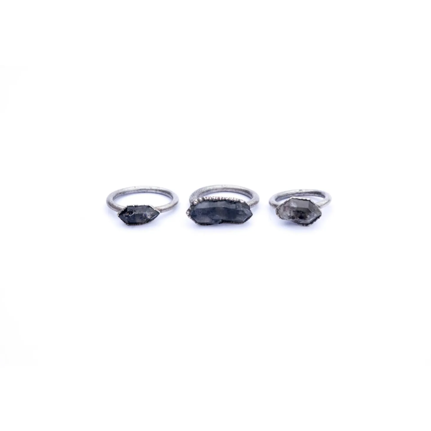 Tibetan crystal ring | Raw anthraxolite crystal ring