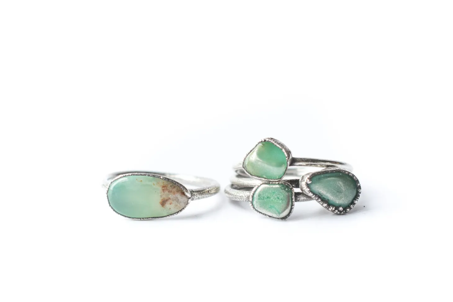 Tumbled chrysoprase ring | Chrysoprase crystal ring