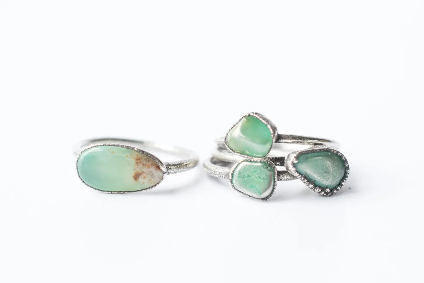 Tumbled chrysoprase ring | Chrysoprase crystal ring
