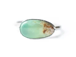 Tumbled chrysoprase ring | Chrysoprase crystal ring