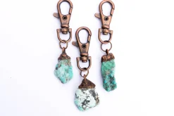 Turquoise keychain | Raw crystal keychain