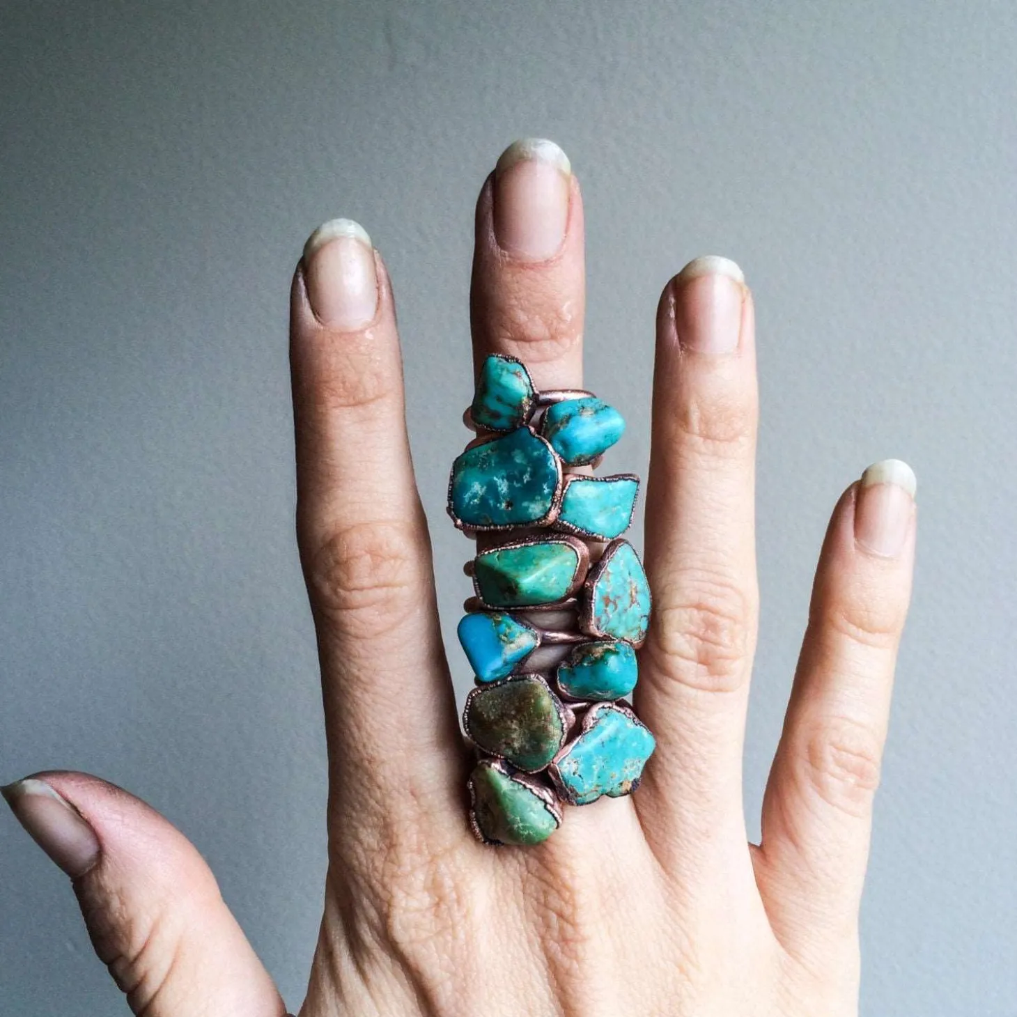 Turquoise nugget ring | Raw turquoise stacking ring
