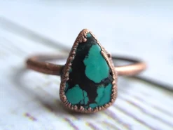 Turquoise ring | Simple stone stacking ring