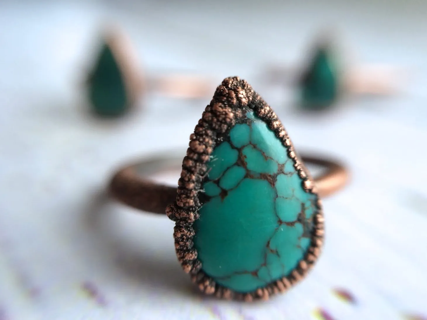 Turquoise ring | Simple stone stacking ring