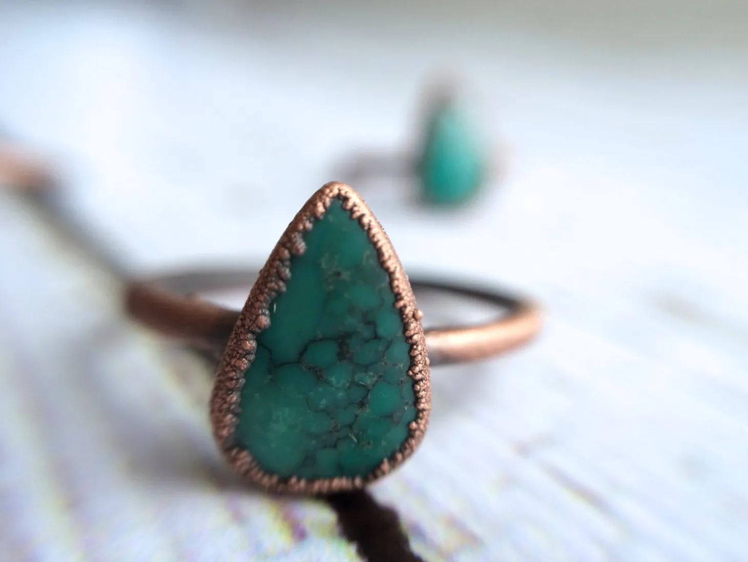 Turquoise ring | Simple stone stacking ring